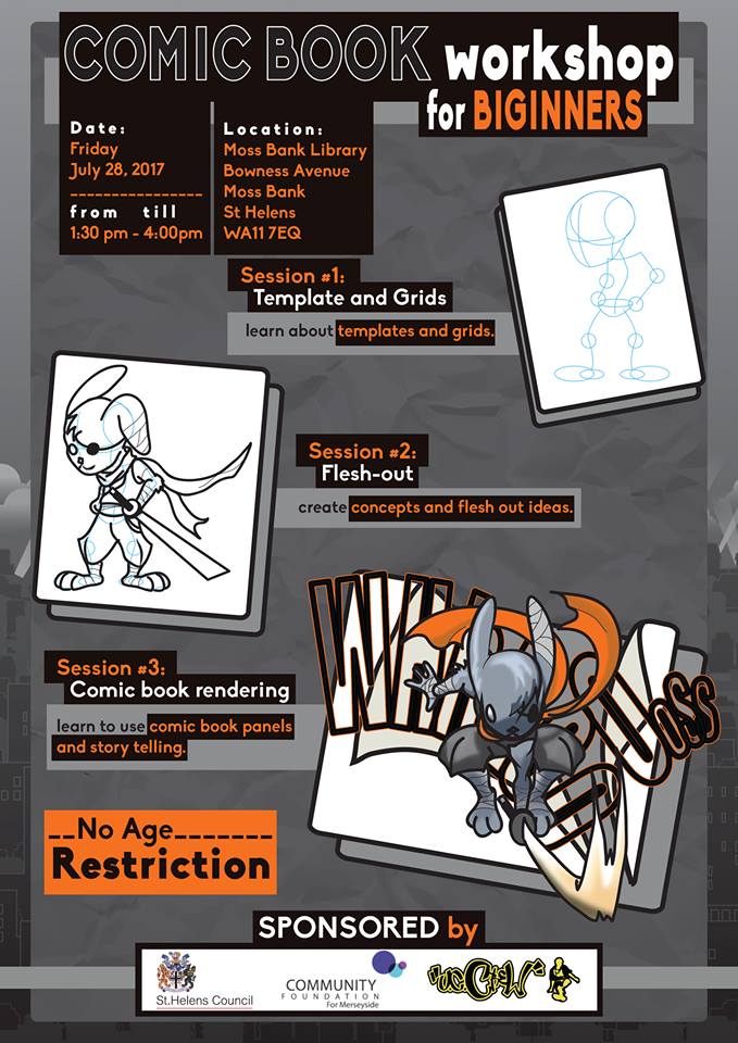 FREE Comic Book Workshop for Kids &amp; Teens this Friday 28th Mossbank Library @gilliblogs <a href="/SecretGStudio/">secretgarden</a> @CllrJeanieBell <a href="/STHLearning/">St Helens Adult and Community Learning</a>