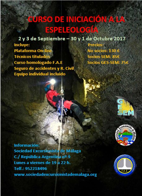 faespeleo's tweet image. CURSO DE INICIACIÓN A LA ESPELEOLOGÍA. Anímate y contacta con el club organizador sociedadexcursionistademalaga.org Descubrirás un mundo apasionante.