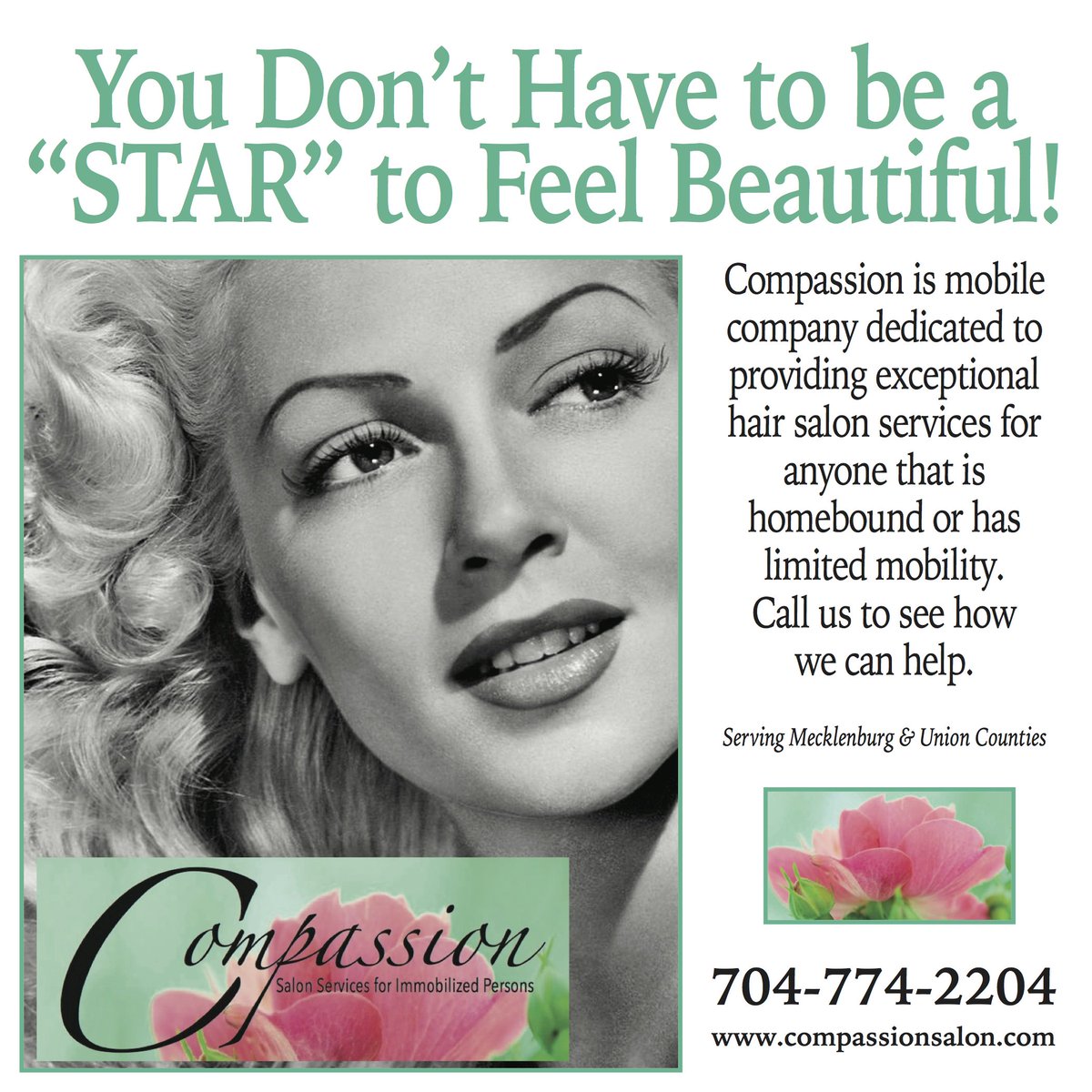 COMPASSION COMES TO YOU!!!
Mecklenburg/Union Counties, NC
 #disabled #Challenged #Elderly #SpecialNeeds #Injured