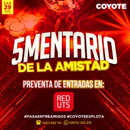 CoyoteAsuncion's tweet photo. No te cuelgues y asegura tu lugar en la fiesta del dia de la amistad mas grande! 
*El sabado canjeas tu entrada por tu tarjeta de consumo https://t.co/F7fpYReNlB