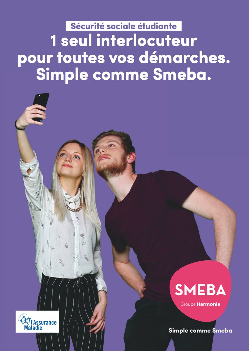 Avez-vous pensé à vous inscrire à votre centre de Sécurité sociale étudiante Smeba ? Plus d'infos sur smeba.fr