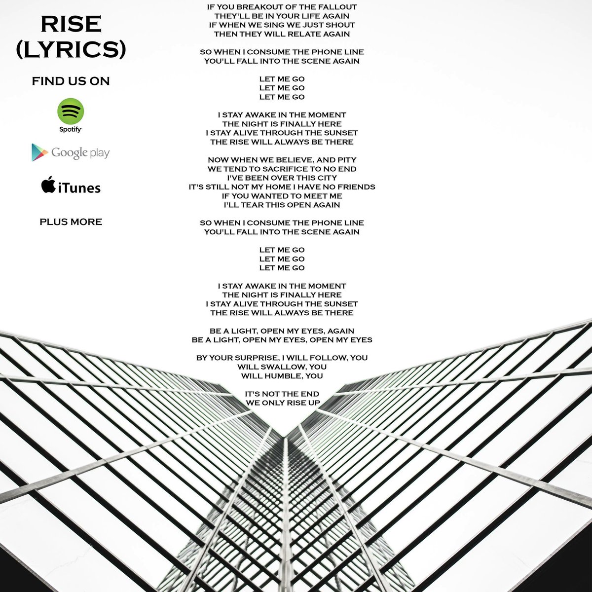 ATTNFLD's tweet photo. Lyrics for rise! Check out the new single on all major platforms. #music #rock #NewMusicMonday #Spotify #iTunes #GooglePlayStore https://t.co/47nzWPxM9u