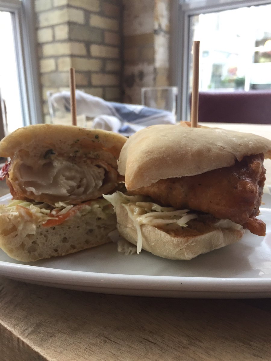 TheBauerKitchen's tweet photo. Today's #dailysandwich is tempura cod with napa cabbage slaw, & tartar on Pain Rustic #canadianfish #tbk #KWAwesome #delish https://t.co/JyVtydfIUV