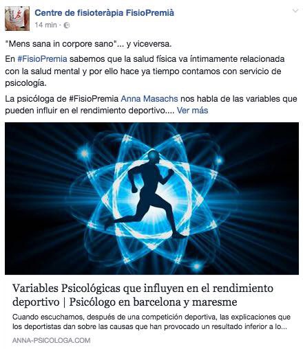 FisioPremia's tweet photo. Nuestra #picologa @AnnaMasachs nos habla en #facebook sobre las variables emocionales que pueden influir en el rendimiento deportivo. https://t.co/Gp20LrQgva