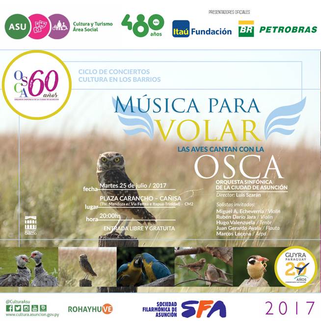 luisszaran's tweet image. MUSICA PARA VOLAR...Este martes a las 20:00 la OSCA en el antiguo Cine Cañiza de Trinidad. Aves en la Música del Paraguay