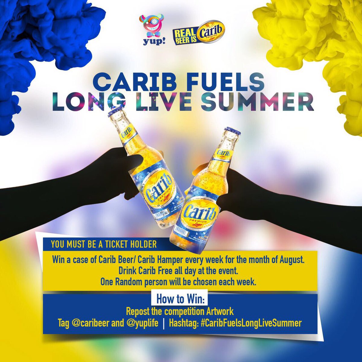 yuplifett's tweet photo. As The Month Of July ENDS Let The Giveaways BEGIN 🍻 
#LLS17 
#FOC 
#CaribBeer 
#YupLife https://t.co/nm64FAj5DJ