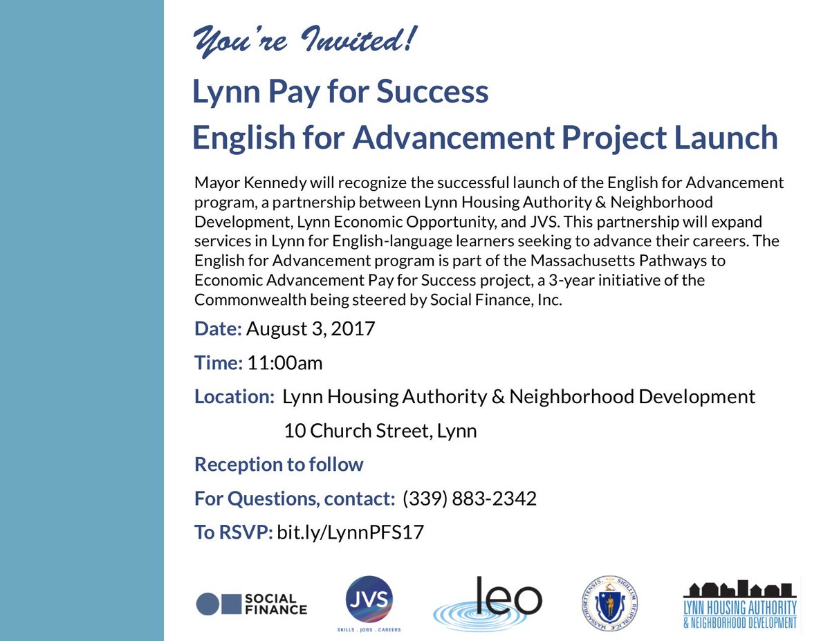 JVSBoston's tweet photo. Join us for the launch of new #PFS program in #Lynn on Aug 3rd! @SocialFinanceUS @OWDBoston @LEOLynnMA #LHAND
RSVP: https://t.co/gKCn9Fmtgd https://t.co/bfSGmLiMxp