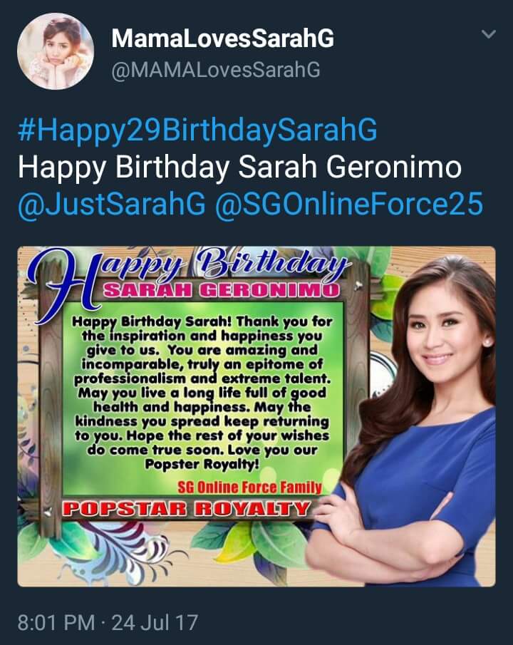  Happy Birthday Sarah Geronimo  