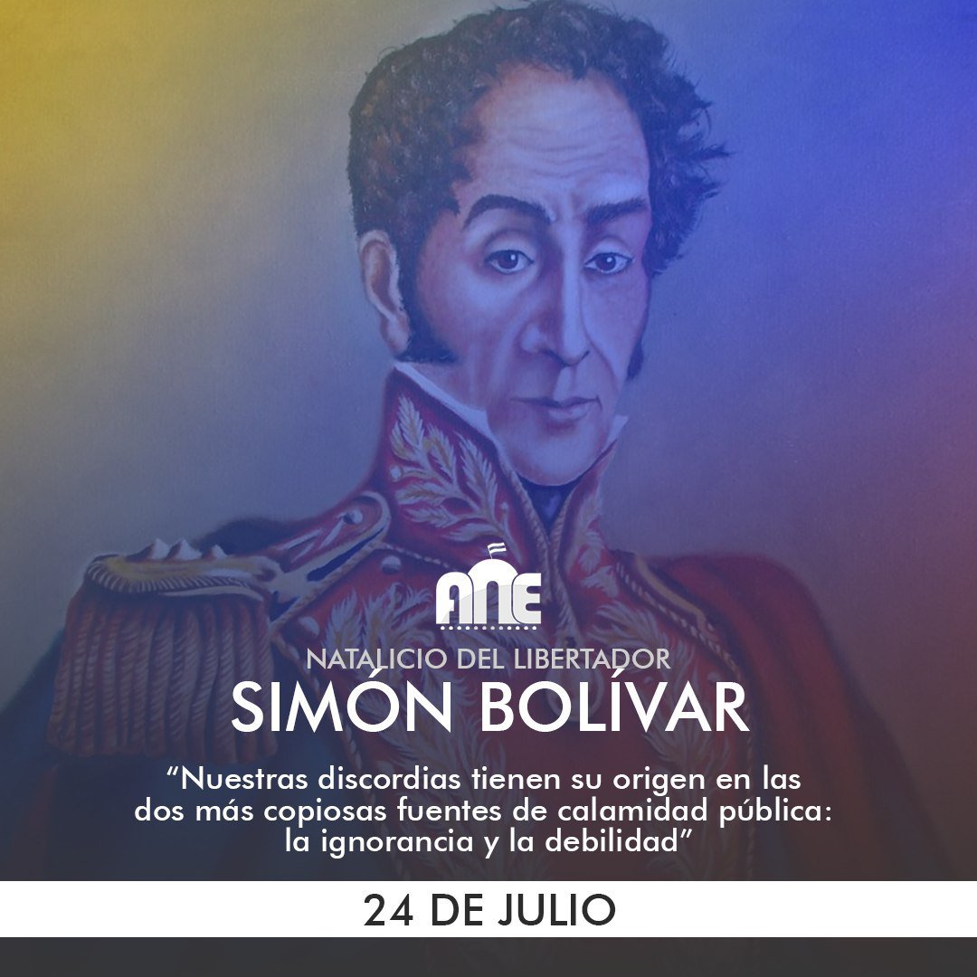 ANEstudiantil's tweet photo. Un día como hoy #24J nació El Libertador de nuestro país, Simón Bolívar #ANEstudiantil https://t.co/47hv67sPnn