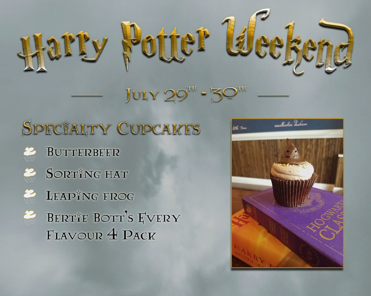 smallcakesNC's tweet photo. This weekend is Harry Potter's Birthday and we'll be celebrating with magical specials! #butterbeer #sortinghat #leapingfrog #bertiebott https://t.co/atORucavI8