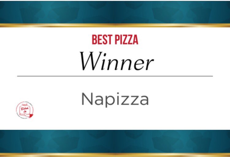dineinawards's tweet photo. And the Winner is ... Best Pizza :  Napizza!  🍕 Congratulations 🎉 #dinein Presented by @italian_aroma https://t.co/aFI5QaQvzo
