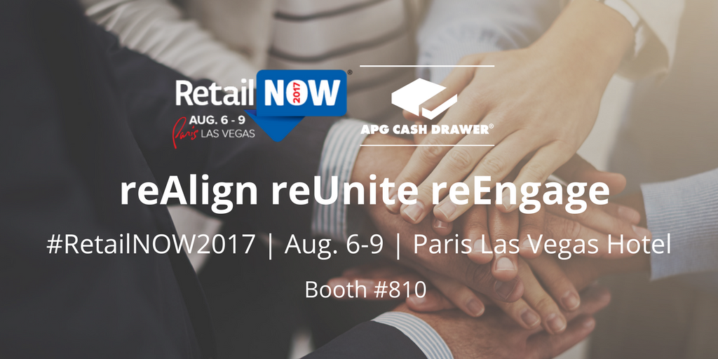 apg_solutions's tweet photo. reAlign, reUnite and reEngage with us at this year's #RetailNOW 2017! #booth810 @RSPA #innovation #tradeshow https://t.co/ZrQ9iU2uHv