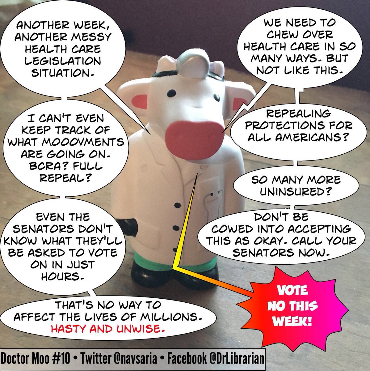 navsaria's tweet photo. Why haven't we put this series of bad health care bills out to pasture? #DrMoo speaks up. cc @SenatorBaldwin @SenRonJohnson #KeepKidsCovered https://t.co/FKjIrxR04Y