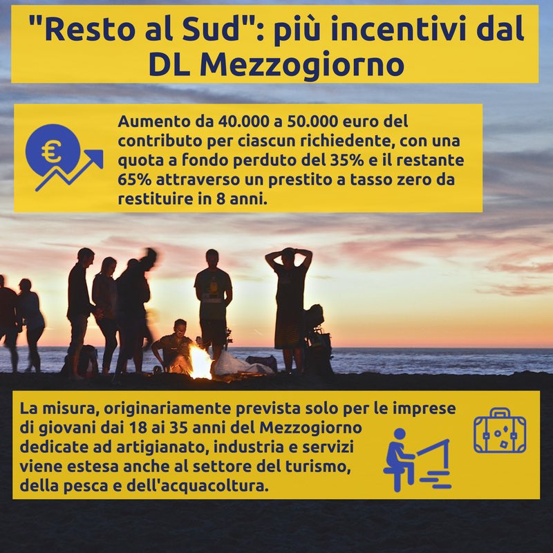 Domani scioglieremo gli ultimi nodi al #dlsud. Intanto le importanti modifiche introdotte alla misura #restoalsud