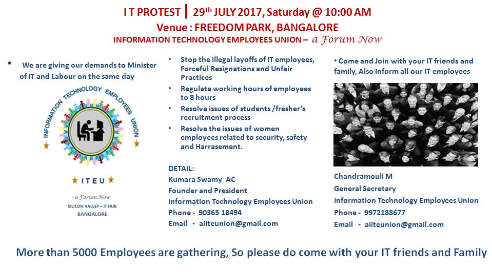 chethanmlr's tweet photo. #ITprotest #aiiteunion #REVOLUTION @arunbtgbd @IndiaToday @timesofindia https://t.co/nhEP1eYLQS