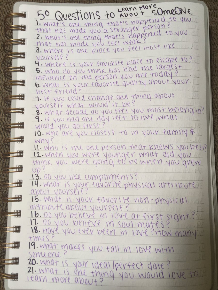 Allie Humenay On Twitter 50 Questions To Ask To Learn More About