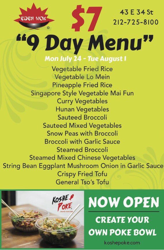 edenwoknyc's tweet image. Week without Meat!! Order online - edenwok.com #9daymenu #vegetarian #nyc #veginyc #lunchtime