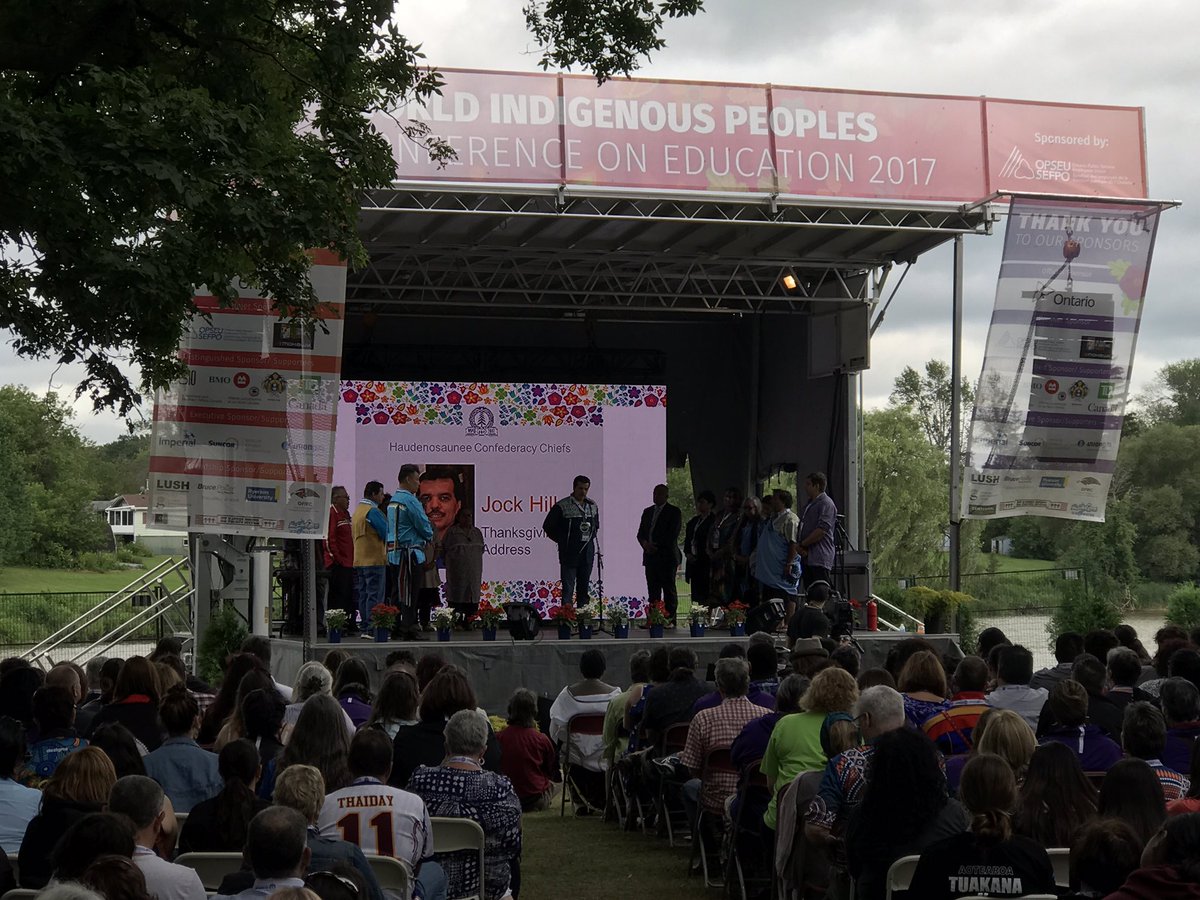 DhkBeau's tweet photo. Opening ceremony for World Indigenous Peoples Conference on Education 2017 at Ohsweken(Six Nations)on the Grand River @wipce2017 #wipce2017 https://t.co/HpvqHEG802