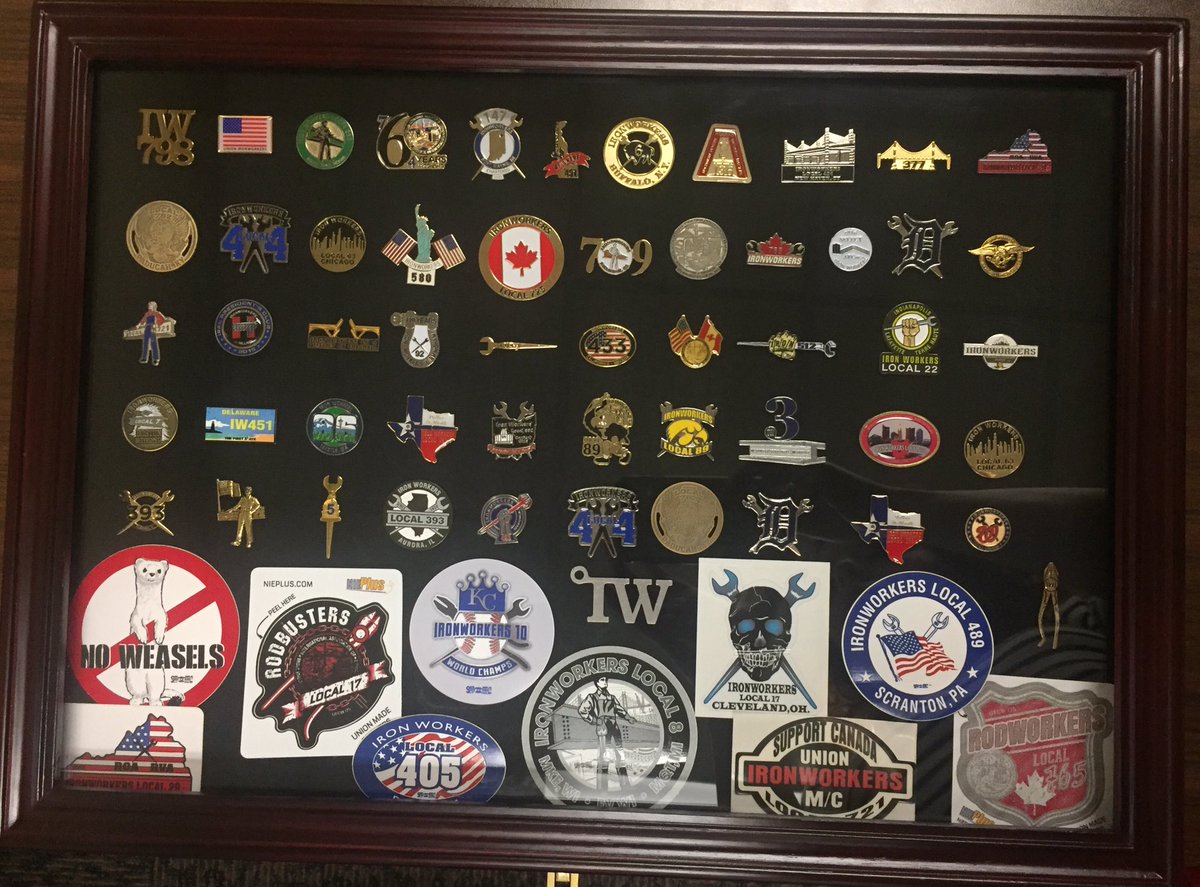 ProfMull's tweet photo. Heyo! My #IronWorker shadow box has been updated with pins from #IWI2017! #MullMentum #ProfessorStorage https://t.co/HmoC9WW9yh