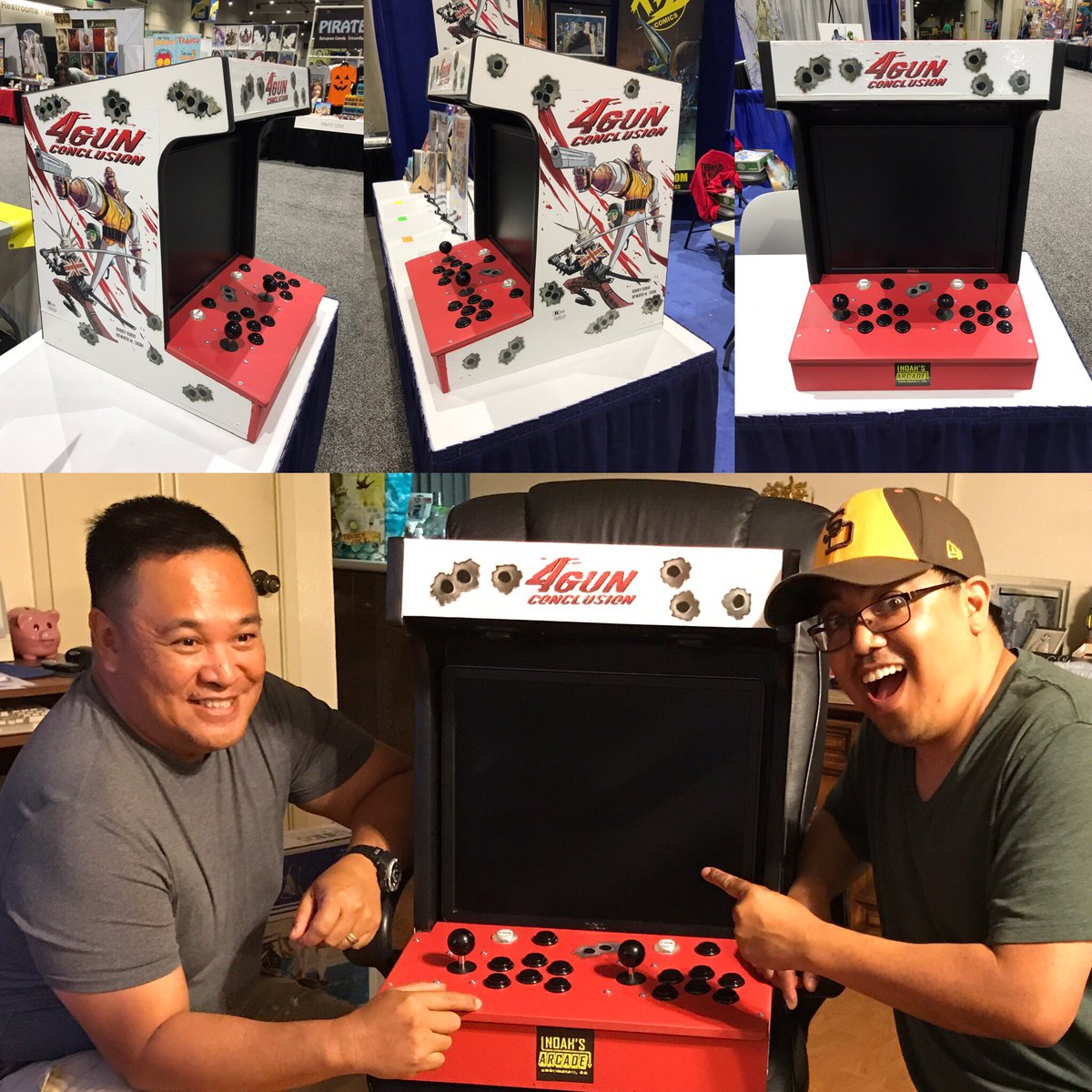 Bobby_Rubio's tweet photo. I got to give a shoutout to my friend, Arvin Budomo for making my sweet #4GunConclusion arcade game! This is going to my office in Pixar! https://t.co/bfidBvqbeE