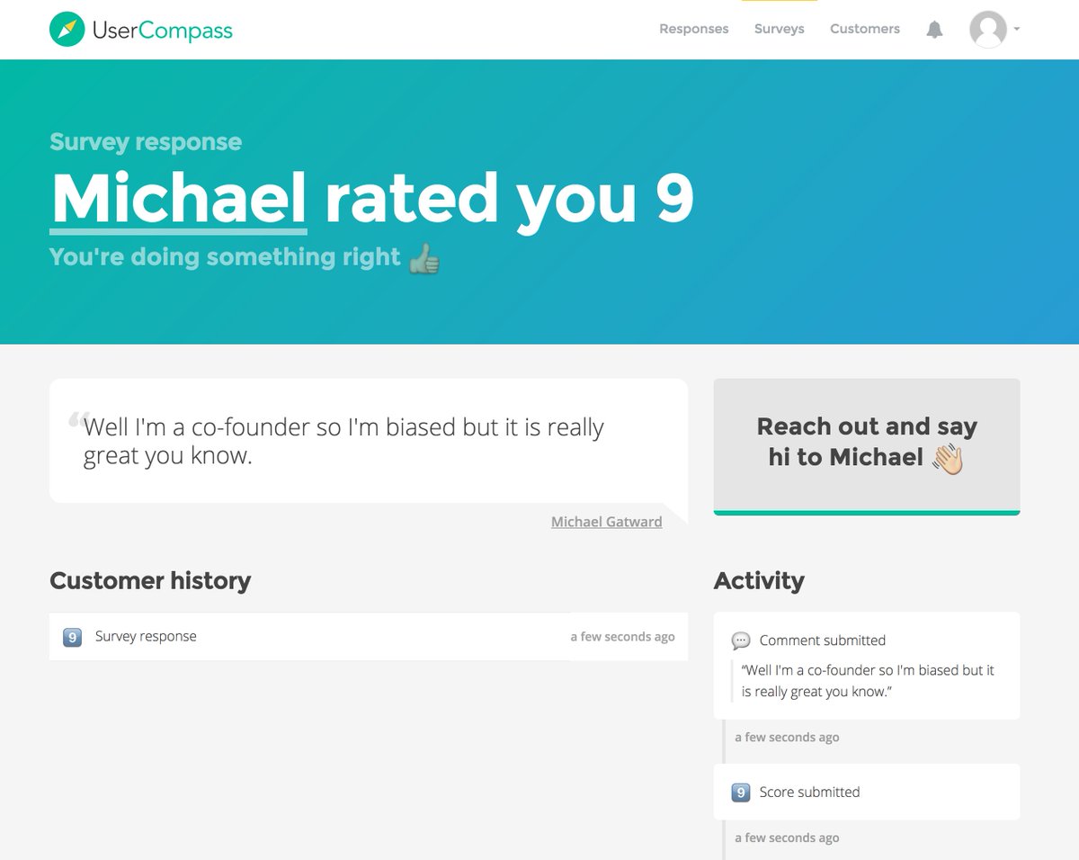 fredrivett's tweet photo. Excited to say we just onboarded our first user to @UserCompass, @bendell &amp; @Missinglettr. Also, here's our first email in the wild. https://t.co/ELk5hJ3iOE