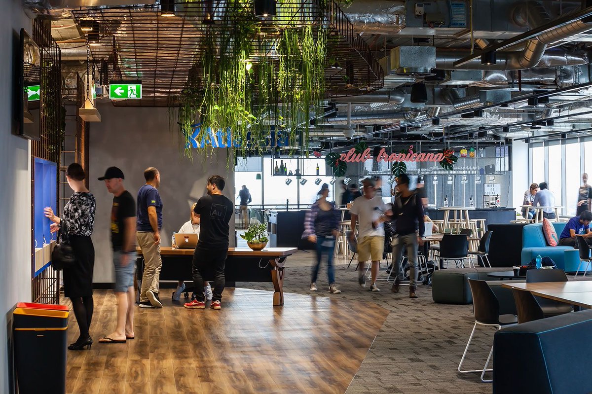 spacestor's tweet photo. Our #WorkspaceoftheWeek, Atlassian's Sydney office, has a free Club Tropicana bar open for staff every Friday!  https://t.co/pEt7mJ2b1z https://t.co/aF5HNajZgC