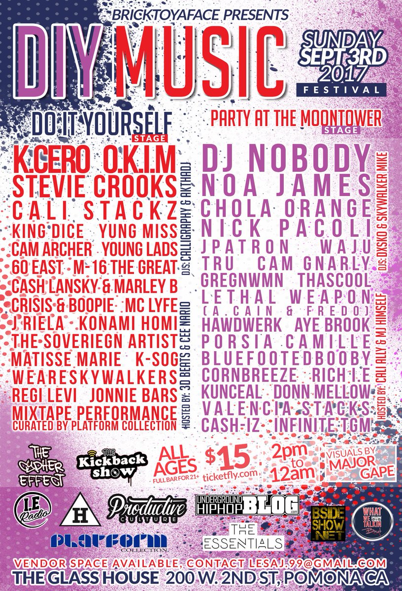 SEPT3rd! #DIYfest2017 hosted by <a href="/3DBeats/">Young Mike Honcho</a> <a href="/CeeNario/">Cee Nario 🎼 R&B Sensation</a> @Cali_Ally_ <a href="/MJ_Himself/">🎬🍽💎</a> &amp; DJs @Calligraphy909 <a href="/TheAudioKing/">AudioKing.eth</a> <a href="/Dxsko/">René 🇨🇴🇲🇽🎶🪩</a> <a href="/SkywalkerMike_/">👁️‍🗨️</a>