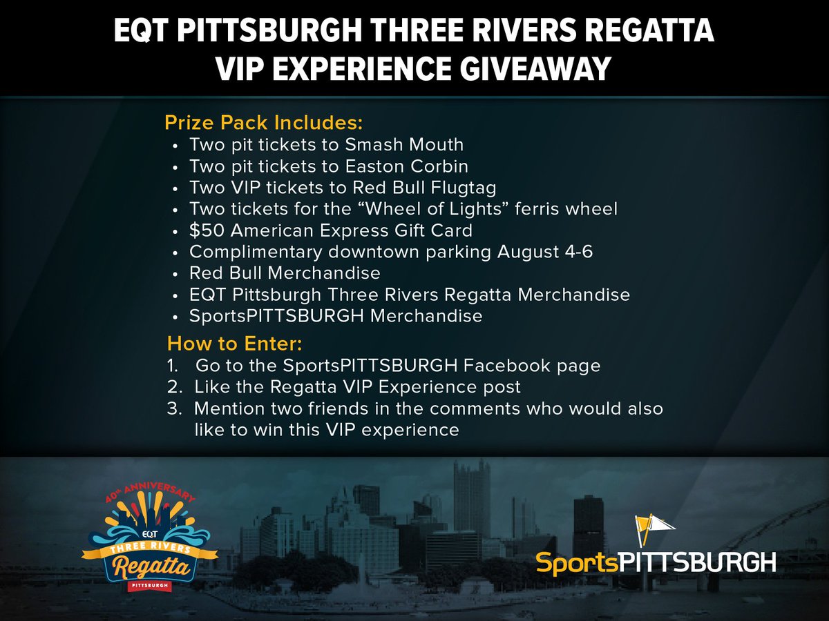 sports_pgh's tweet photo. Who's ready for a contest?! Head on over to our Facebook page to enter for a chance to win the @3RiversRegatta VIP Prize Pack! 🚤🛩️ #LovePGH https://t.co/DLZNRvNDnM