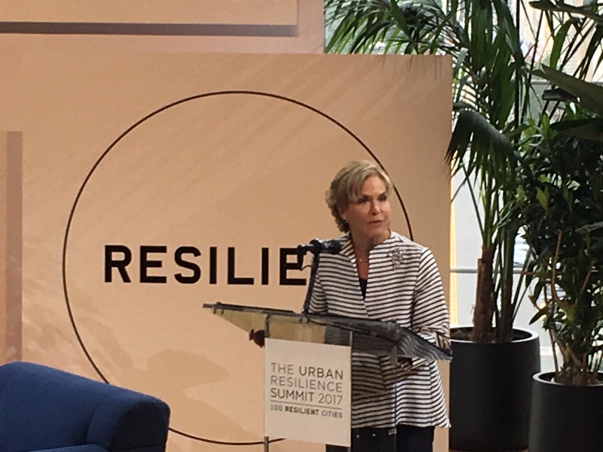 henkovink's tweet image. &quot;Cities integrate solutions inclusively to deal with impacts and challenges of climate change&quot; dr Judith Rodin at #100RCSummit @100ResCities