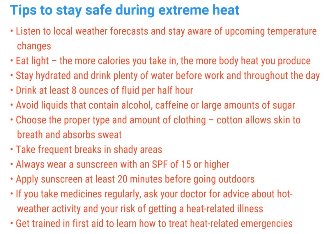 After temperatures in the high 90s last week, we could all use these tips for staying safe in extreme heat. #LiveSafeWorkSafe
