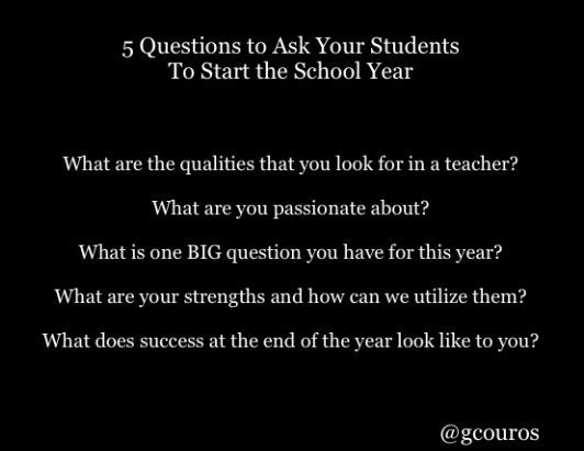 HoraceMann's tweet photo. Ask your students these 5 questions at the start of this school year. https://t.co/e4V4woTtfL @justintarte @gcouros https://t.co/0FYUXTMfqu