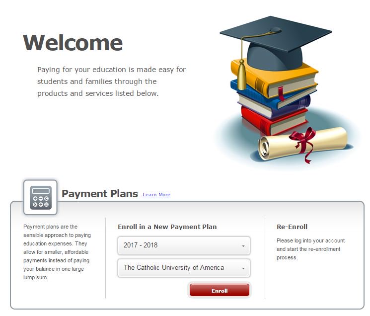 CUAEnrollment's tweet photo. Thinking about our payment plan option? Enrollment is open now! Info at https://t.co/OSlhpTv4Za.  #CUA https://t.co/7tY4arg2Yv