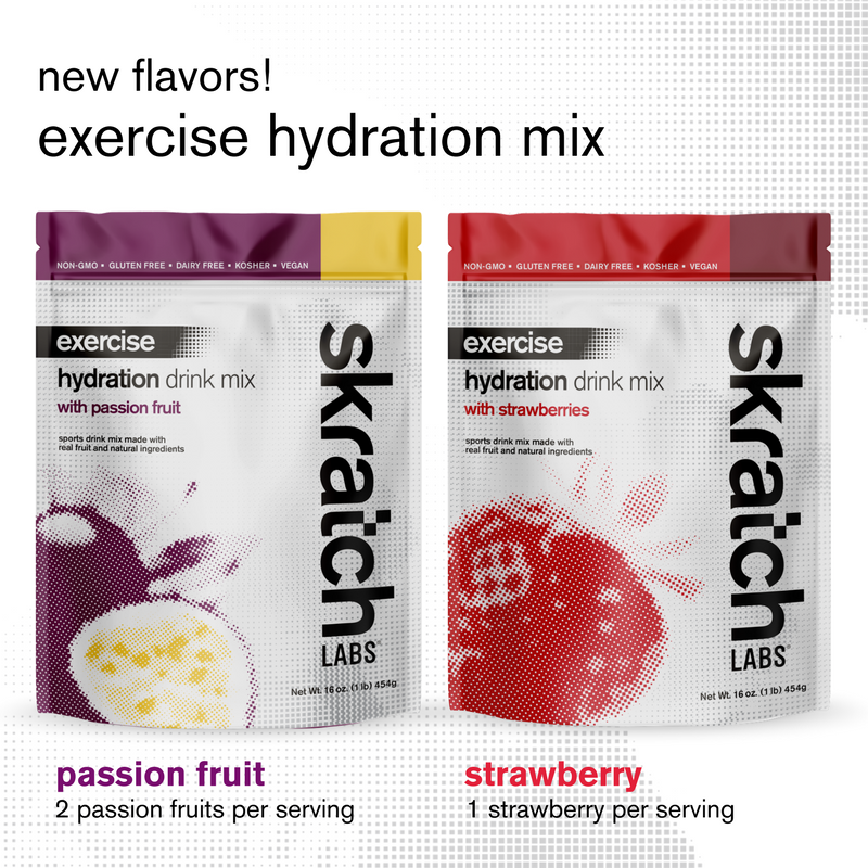 Sneak peek! New flavors of Exercise Hydration Mix: Passion Fruit is available <a href="/TheFEEDme/">The FEED</a> &amp; Strawberry is available <a href="/performancebike/">Performance Bicycle</a>.