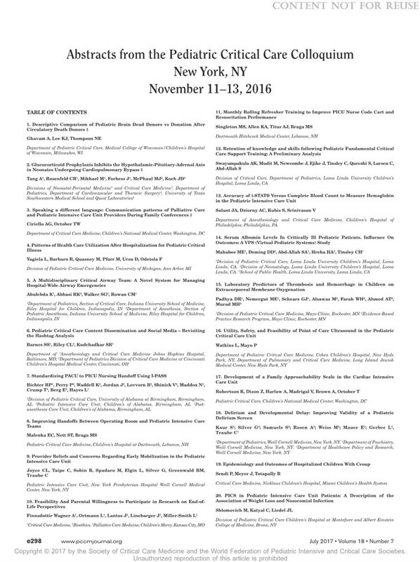 PedCritCareMed's tweet photo. Abstracts from the 2016 Pediatric Critical Care Colloquium are here! Check it out! #PedsICU #PCCC16 https://t.co/BPZteyUvQe https://t.co/sNO0FboRl8