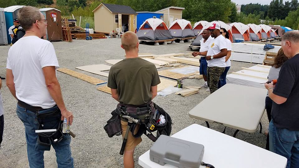 KINDTVorg's tweet photo. A few members of our #TIUARMY building micro-housing for our homeless friends over the weekend at #CampSecondChance. ❤️ https://t.co/Q0LL2plAB9