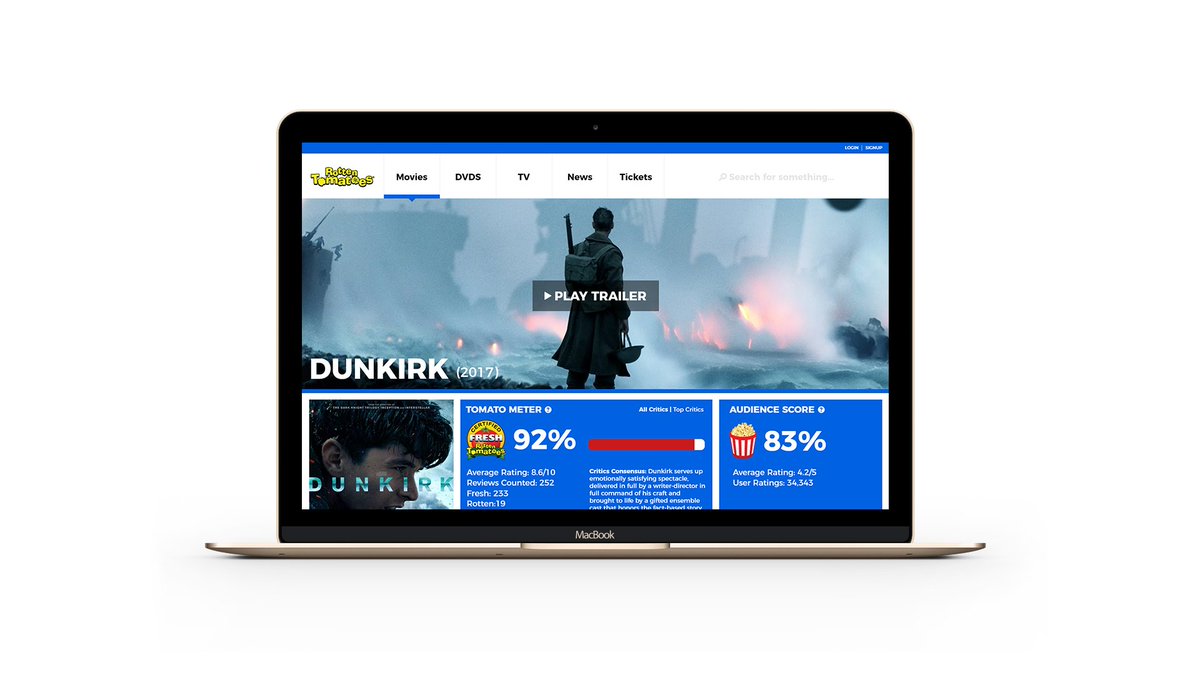 AdamQ_Design's tweet photo. #ThirtyUI Day 5: Rotten Tomatoes Redesign, this was a tough one! Brief challenged to even change the colours!
https://t.co/mPYCdec66r https://t.co/63jXQSvtry