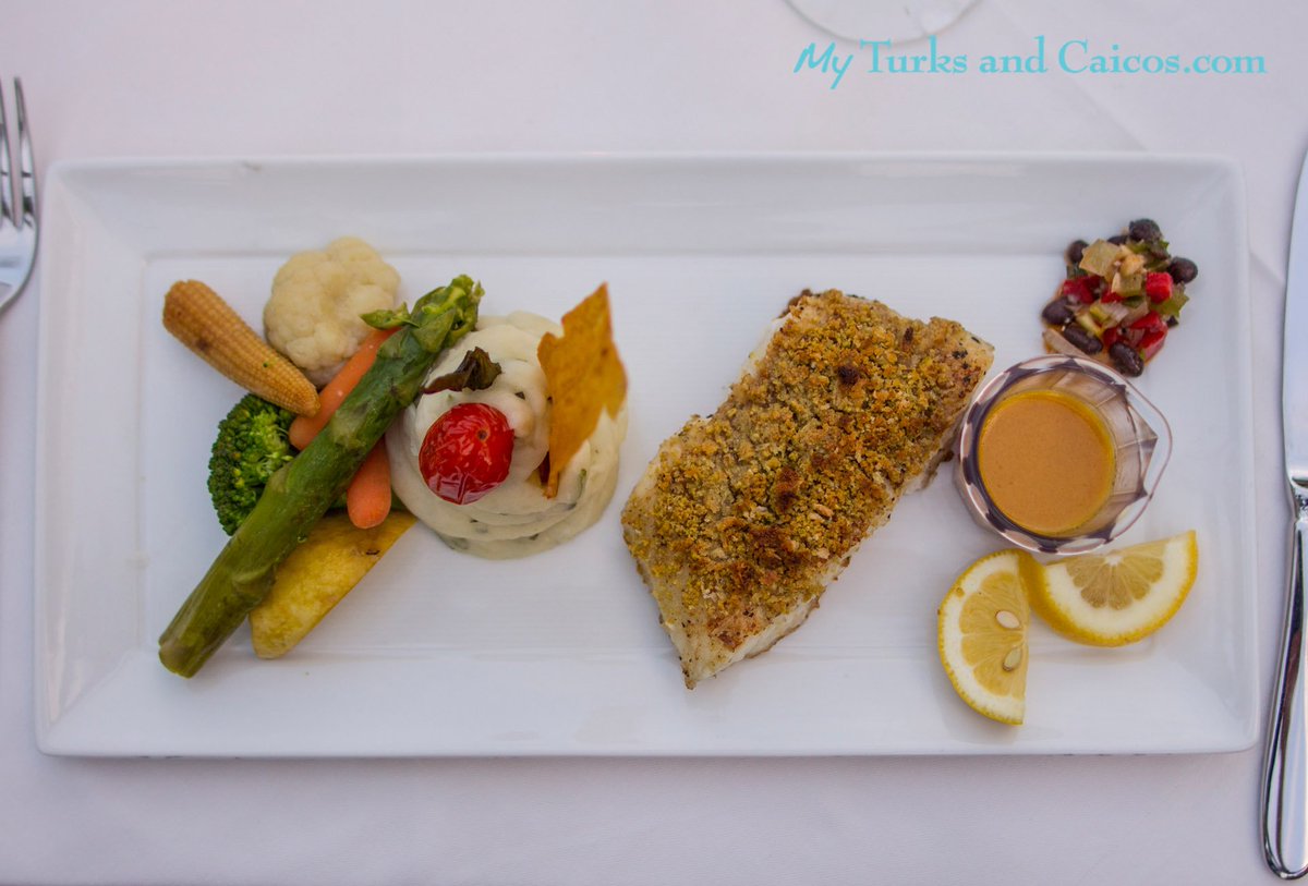 #MyTurksandCaicos dining series. Pistachio encrusted Sea Bass at Graces Cottage <a href="/PointGraceTCI/">Point Grace Resort</a> #foodporn -