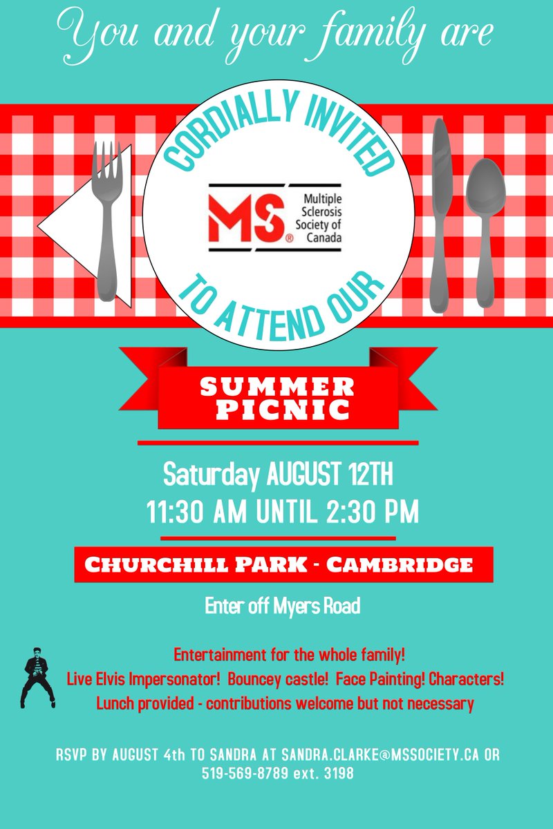 msgrandriver's tweet photo. Summer Picnics! Aug 2nd Guelph, Aug 11 KW, Aug 12 Cambridge. Elvis impersonator, bouncy castle, face painting &amp; lunch! RSVP 519 569-8789 https://t.co/LIIdo5wwT0