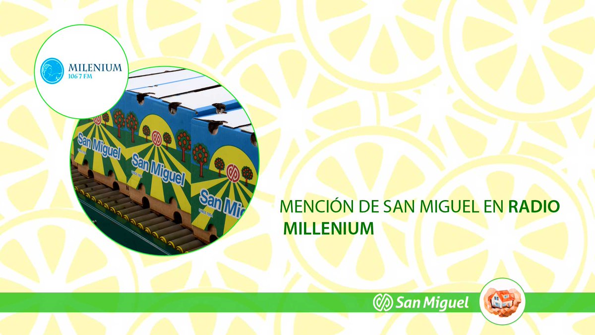 SanMiguelGlobal's tweet photo. Mención de San Miguel en
@RadioMillenium
Audio→ https://t.co/xFoyxh7js6
#SanMiguel #Cítricos #Limón #RadioMillenium https://t.co/8DdBclukxb