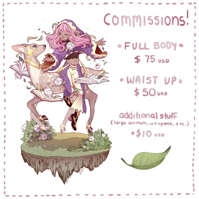 Hey guys! I'm going to be opening up a few commission slots! Feel free to DM me or email me at syertse@gmail.com if you're interested ~ 