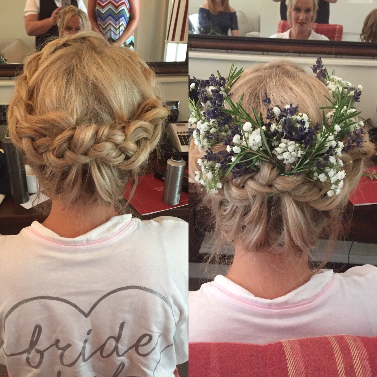 aquahairbowness's tweet photo. Bridal hair by Gareth just love it when brides let you get all creative with flowers lavender rosemary and gypsophila just wonderful https://t.co/gjmBzsDVWu
