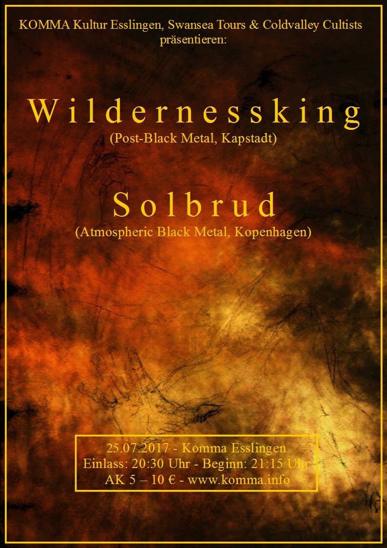 kommaesslingen's tweet photo. Morgen vorletztes Konzert im Komma vor der #Sommerpause: #Wildernessking (Kapstadt) & #Solbrud (DK) - #BlackMetal / #Postrock. Bis morgen! https://t.co/PRRdlYuUvC