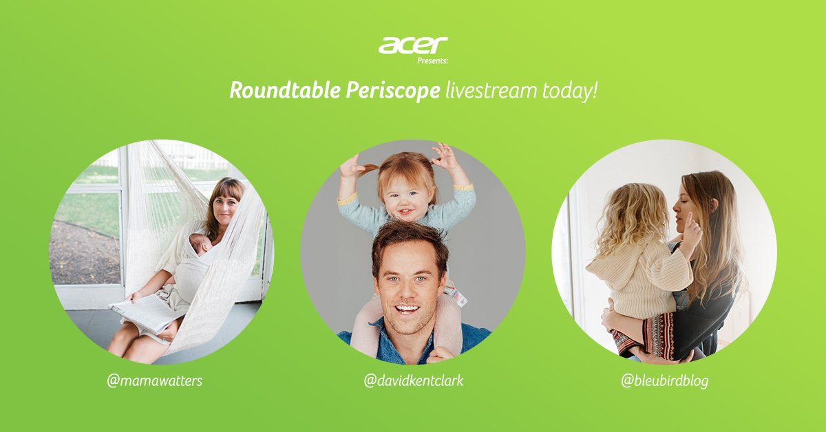 Our 'Real Parents, No Filter' Roundtable w/<a href="/mamawatters/">Amanda Watters</a> @Davidkentclark &amp; <a href="/bleubirdblog/">bleubird</a> will be live in 30mins! pscp.tv/aceramerica