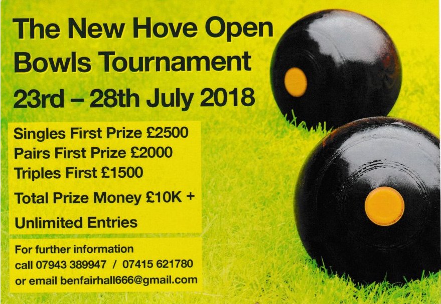 PortsladeBowls's tweet photo. huge prize money on offer at next year's Hove Open Bowls Tournament taking place late July 2018 at @handkbowls https://t.co/fBK9HeKsUC