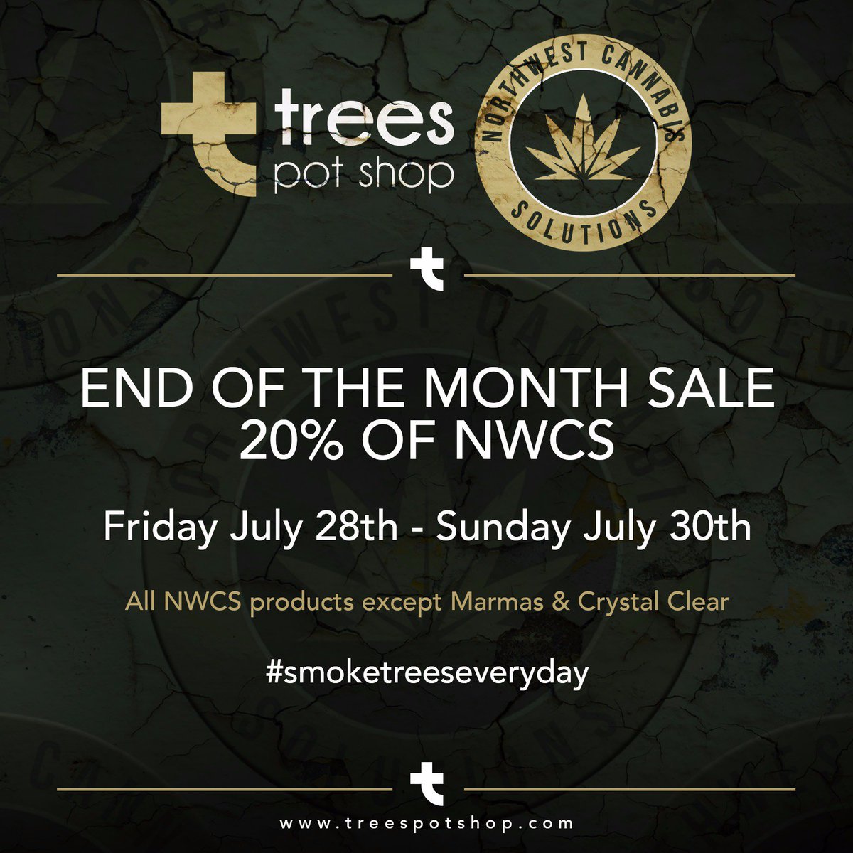 TreesPotShopNW's tweet image. JUST IN: We are doing an END OF THE MONTH SALE! 20% off #NWCS products (except #marmas and #crystalclear). July 28-30. #smoketreeseveryday