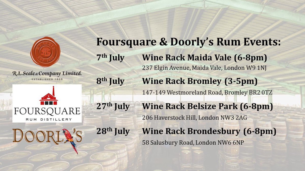 We'll be out on the road sampling the fab Doorly's XO at Wine Rack again this week. Hope to see you there!