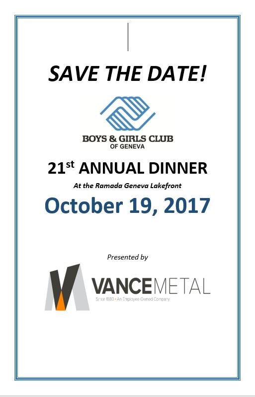 Save the date for our 21st annual dinner at the Ramada Geneva Lakefront, on October 19th!