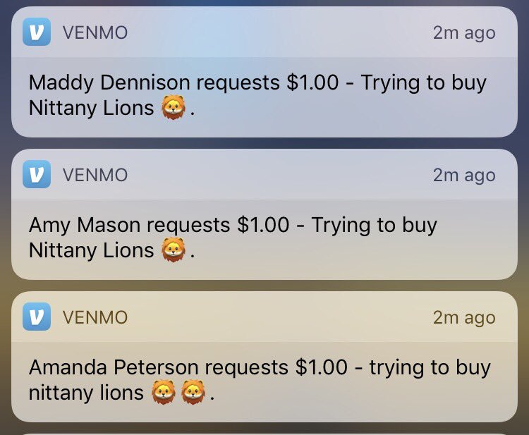 melissannconrad's tweet photo. What kind of twisted game are my non-Penn State friends trying to play with me &amp; why do they think the @NittanyLion is only worth $3 https://t.co/q8QZ8WugWg