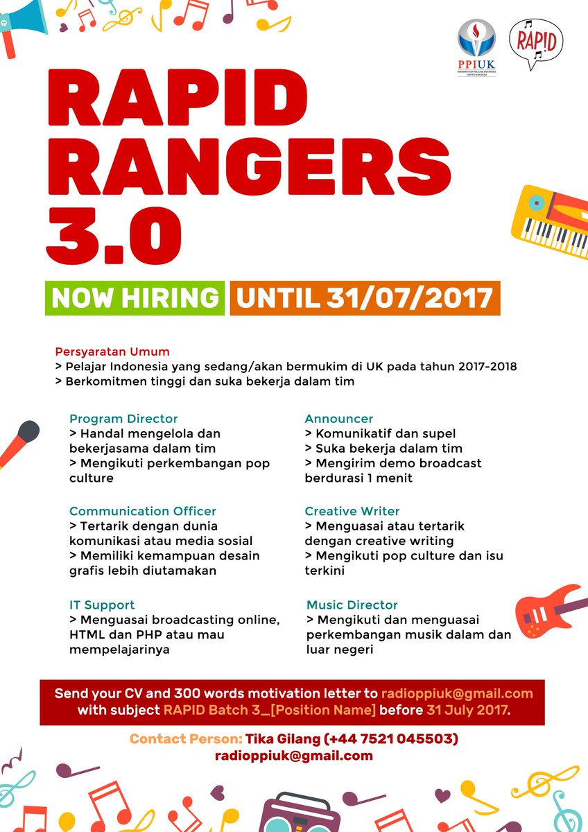 RAPID_PPI_UK's tweet photo. Jangan lupa daftarkan dirimu untuk menjadi Rapid Rangers 3.0—sisa seminggu lagi! #radioonline #ppiuk
@PPIUKofficial https://t.co/dBSL9ALiHx