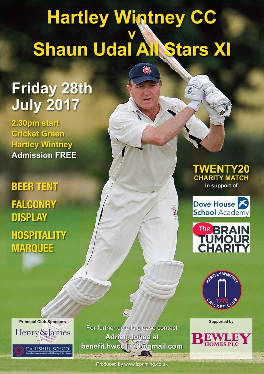 This Friday <a href="/shaggyudal/">Shaun Udal</a> and his all stars M Hoggard, C Tremlet, J HK Adams, M Brown, T Hoggard, T Murtagh + Others - All welcome